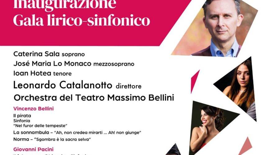 il Gala lirico-sinfonico di inaugurazione del Bellini International Context andrà in scena venerdì 8 settembre alle ore 21:00 presso il Teatro Massimo Bellini