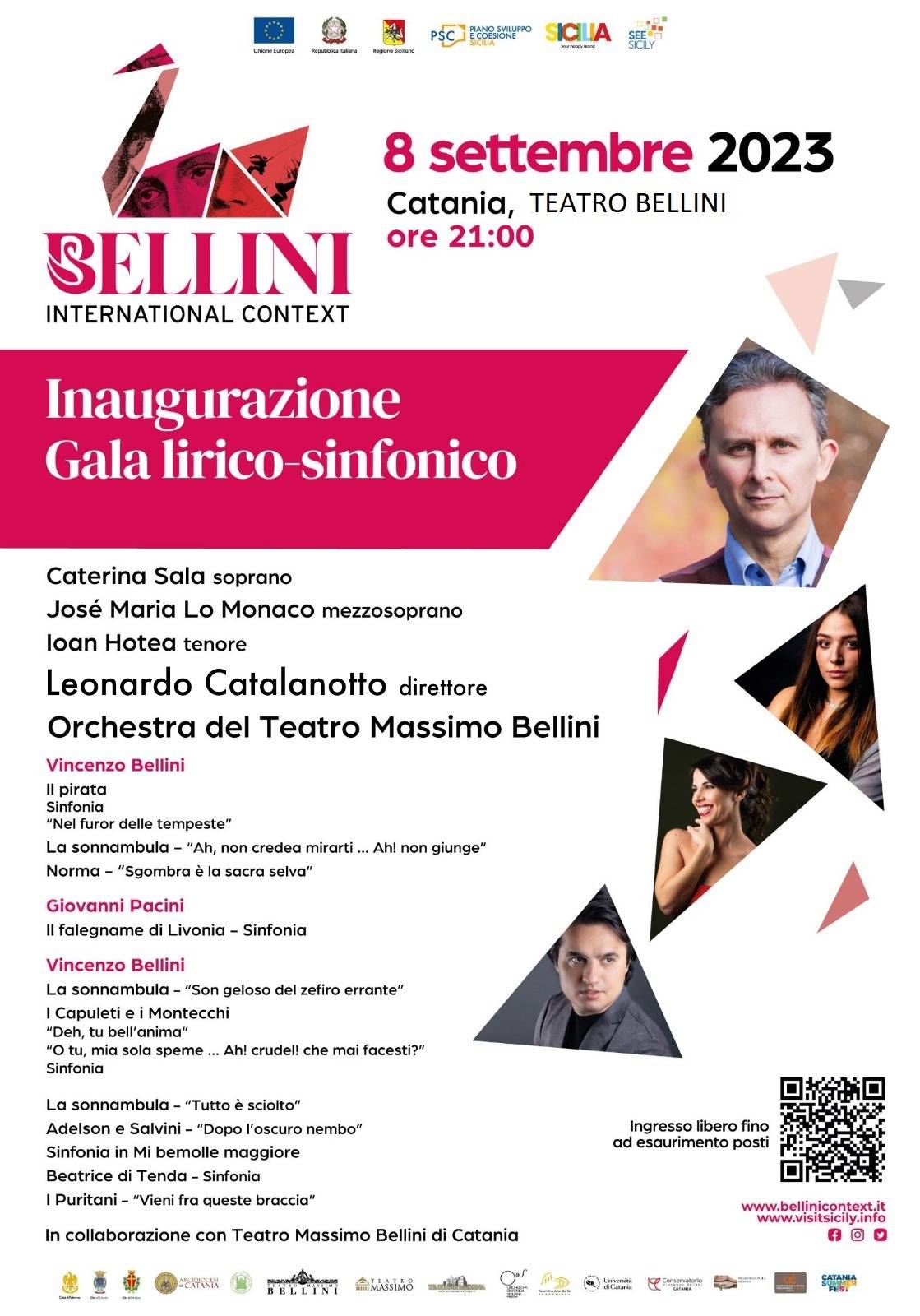 il Gala lirico-sinfonico di inaugurazione del Bellini International Context andrà in scena venerdì 8 settembre alle ore 21:00 presso il Teatro Massimo Bellini